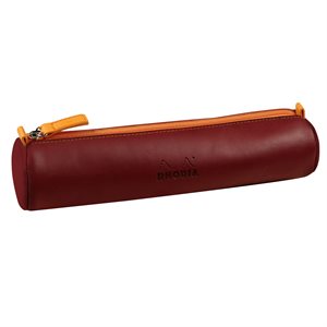 Rhodiarama round pencil case BURGUNDY italian leatherette