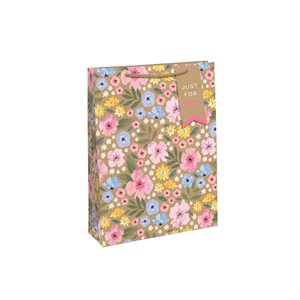 Kraft floral medium bag 21, 5x10, 2x25, 3cm