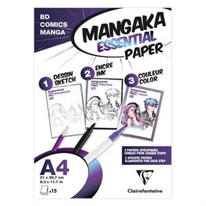 Mangaka Essentials Paper pouch A4 15sh 3 papers assorted