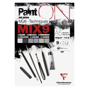 PaintON Pad MIX9 27 sheets (9x3 sheets) ass.A5 250g