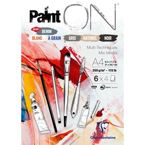 PAINT'ON 115lb n°6 ASSORTED PAD 24 SHEETS 8.3x11