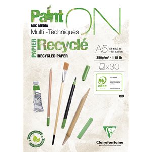 PaintON Recycled paper pad A5 30 sheets White 250g