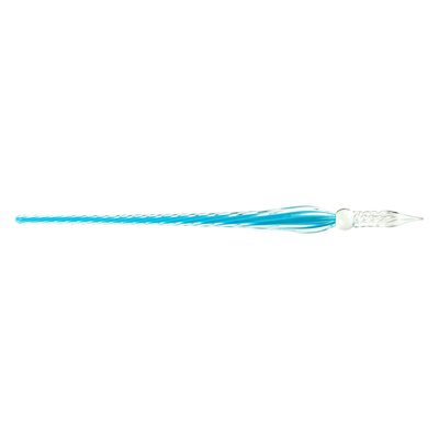 Twisted glass pen - bleu azur 19 cm